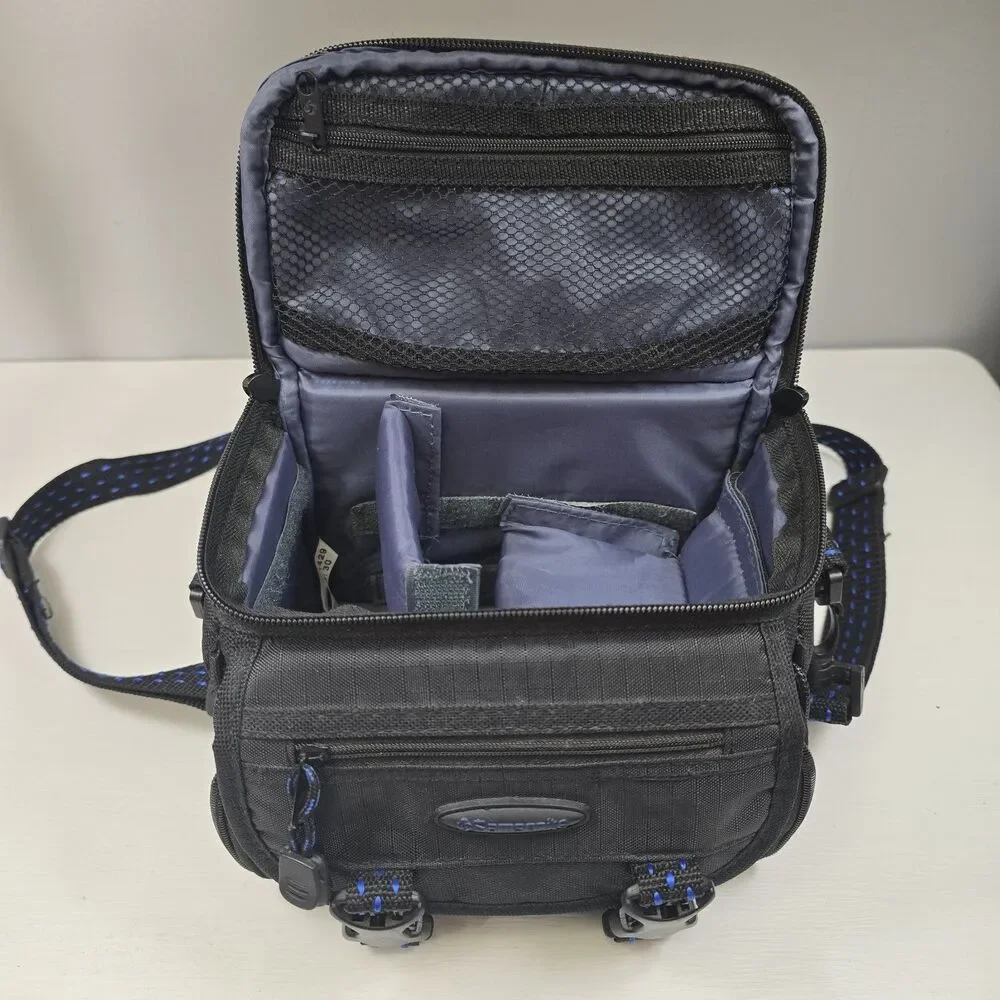 Samsonite-Black Nylon Padded Camera Shoulder Bag Dividers Adjustable Compartment